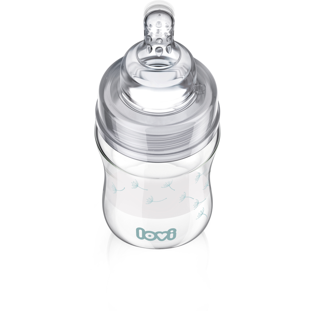 Пляшечка для годування Lovi Diamond Glass Botanic скляна 150 мл Світло-синя (74/105) - зображення 2