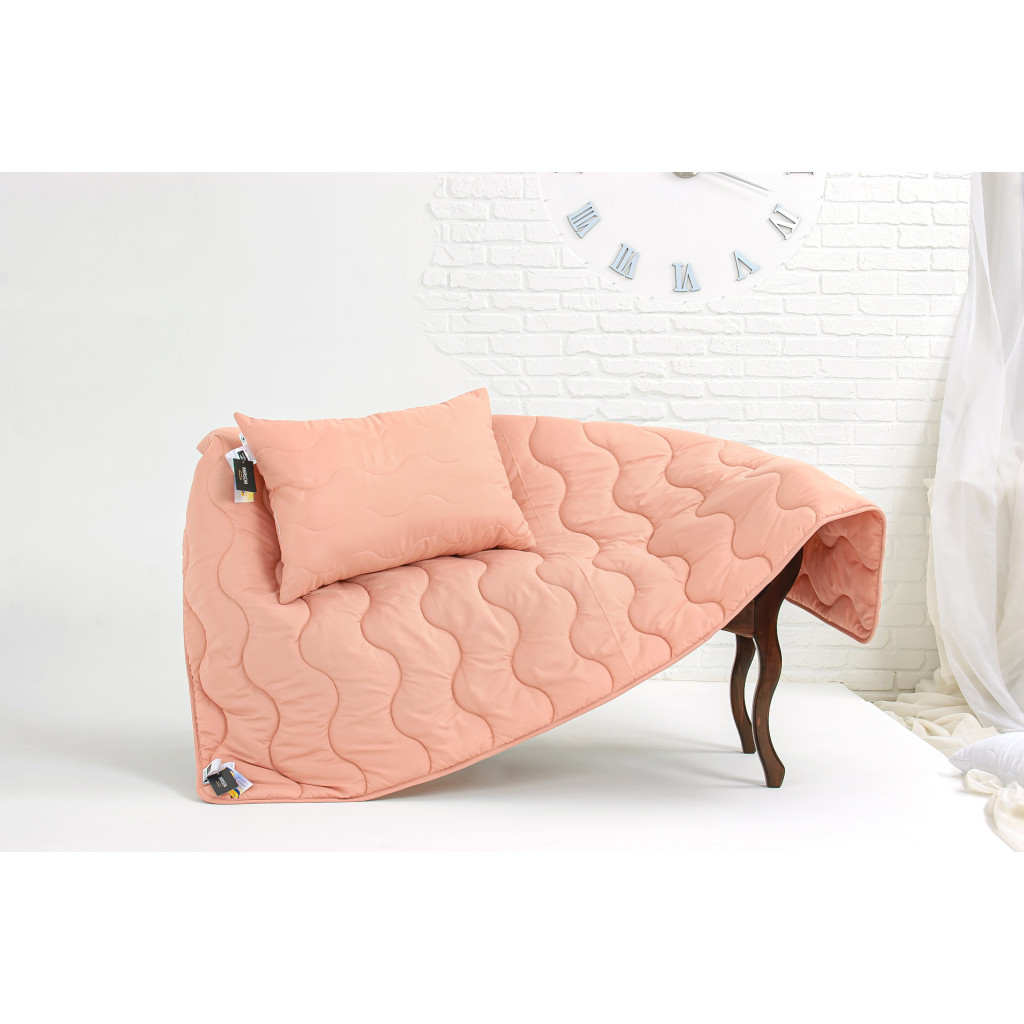 Ковдра MirSon Набір бавовняний Всесезонний №1747 Eco Light Coral Ковдра 220x240 + подушка 50x70 середня (2200003710779) - зображення 3