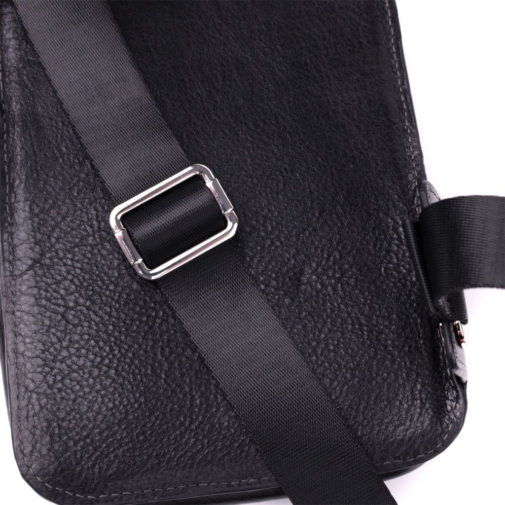 Сумка Grande Pelle Бананка з зернистої натуральної шкіри Чорна (22879) - зображення 7