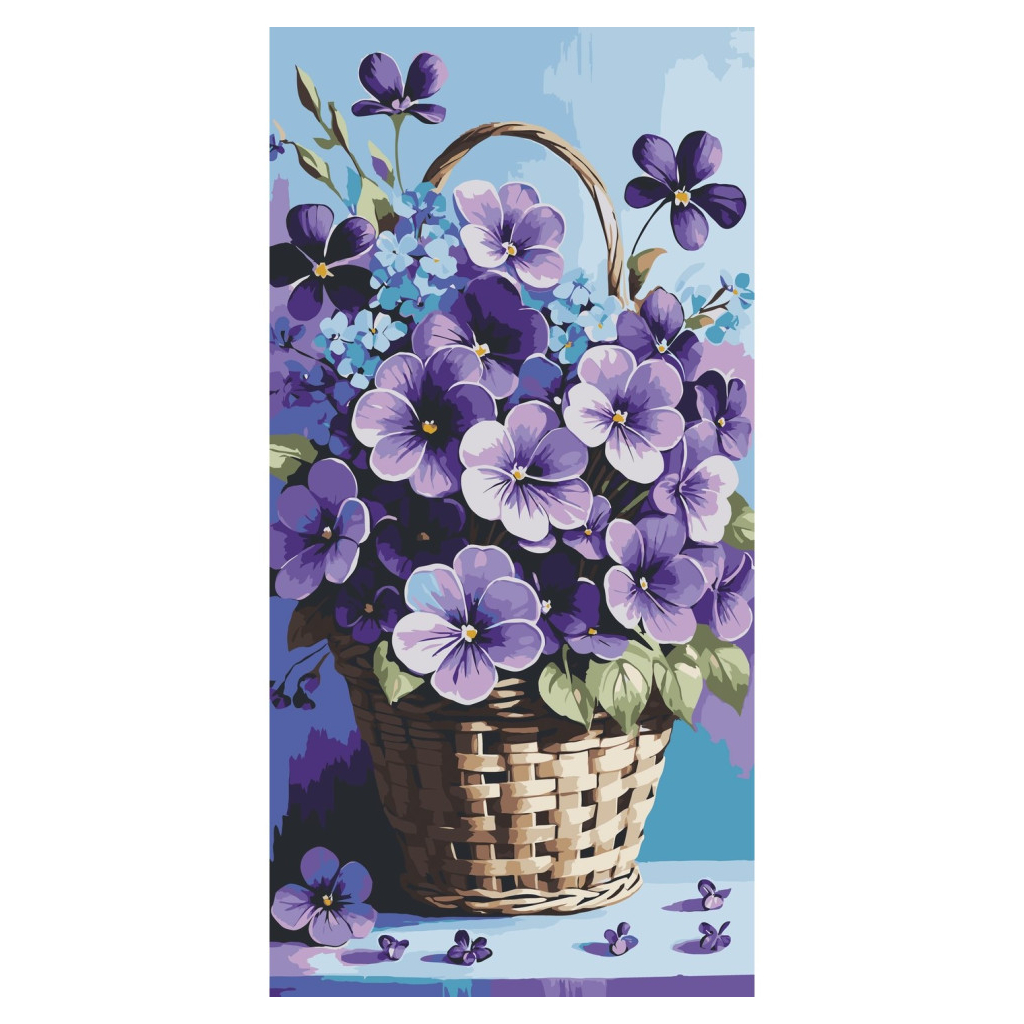 Картина по номерам ArtCraft Фіалки в кошику 40х80 см (13089-AC) - зображення 1