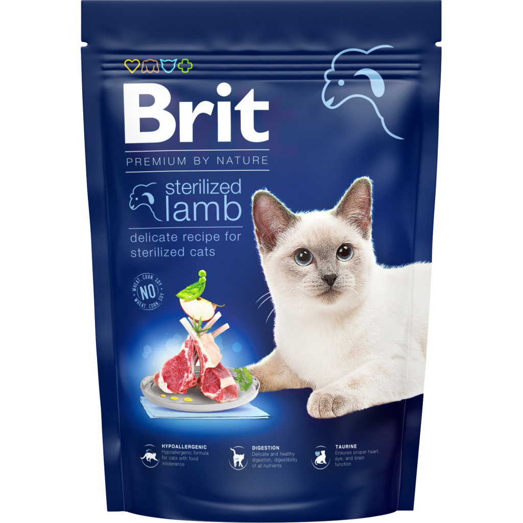 Сухий корм для кішок Brit Premium by Nature Cat Sterilized Lamb 800 г (8595602553082) - зображення 1