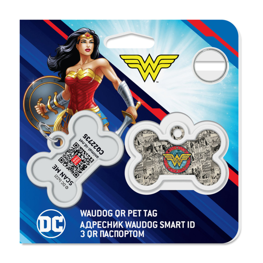 Адресник для тварин WAUDOG Smart ID з QR паспортом "Диво-жінка 2" кістка 40х28 мм (0640-1013) - изображение 5