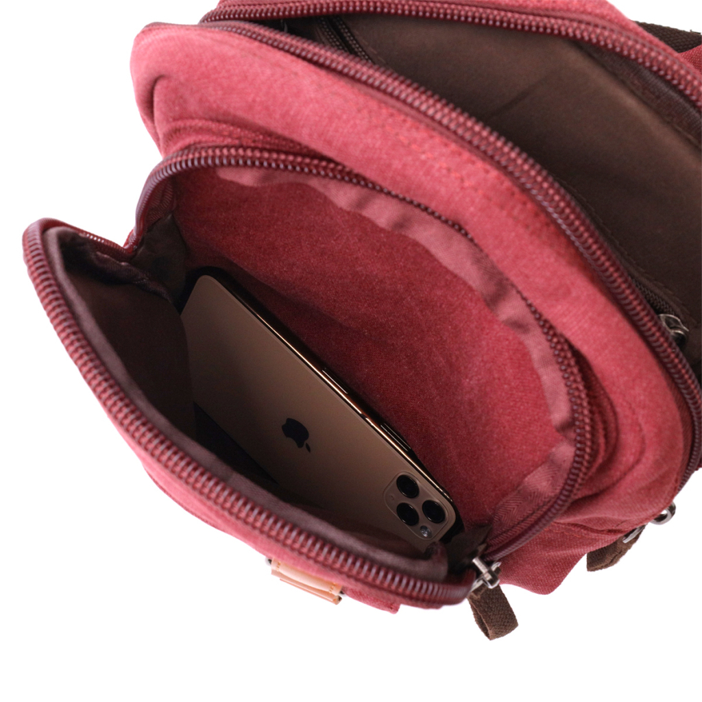 Сумка Vintage З двома відділеннями з щільного текстилю Бордова (22164) - зображення 7