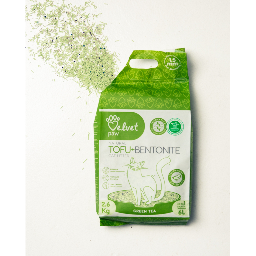 Наповнювач для туалету Velvet Paw TOFU з бентонітом та екстрактом зеленого чаю (1.5 мм) 2.6 кг (TOF70022) - изображение 3
