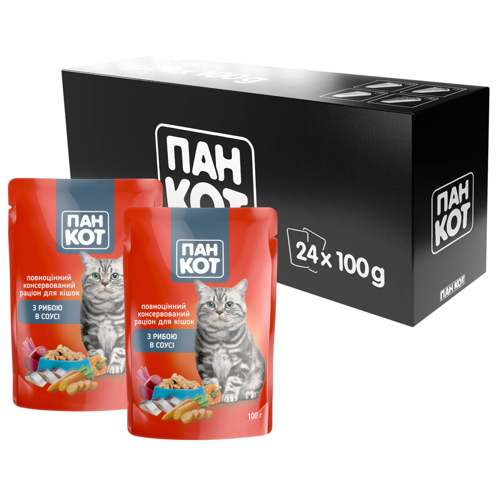 Вологий корм для кішок Пан Кот риба в соусі 100 г (4820111141043) - зображення 3
