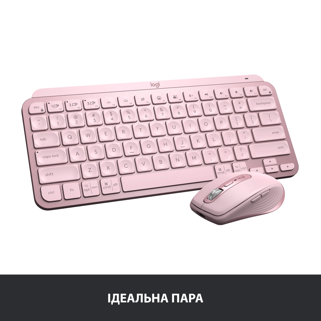 Клавіатура Logitech MX Keys Mini Wireless Illuminated UA Rose (920-010500) - зображення 10