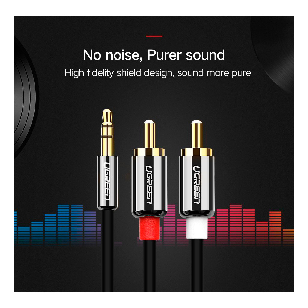 Кабель мультимедійний 3.5mm M to 2xRCA M 3.0m AV116 black Ugreen (10590) - picture 5
