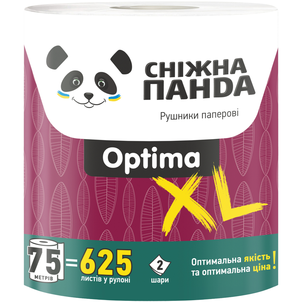 Паперові рушники Сніжна Панда Optima XL 2 шари 1 рулон (4820183972590) - зображення 1