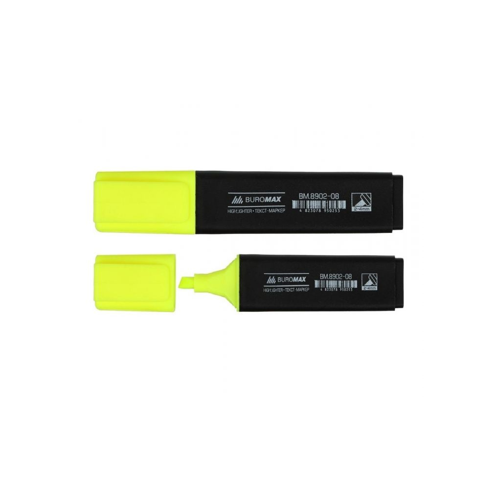 Маркер JOBMAX текстовий, жовтий, 2-4 мм, вод.ос Buromax (BM.8902-08) - зображення 3