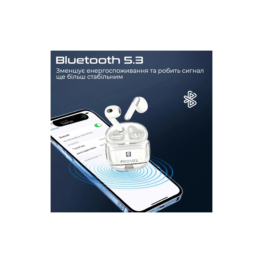 Навушники Promate TransPods White (transpods.white) - зображення 3