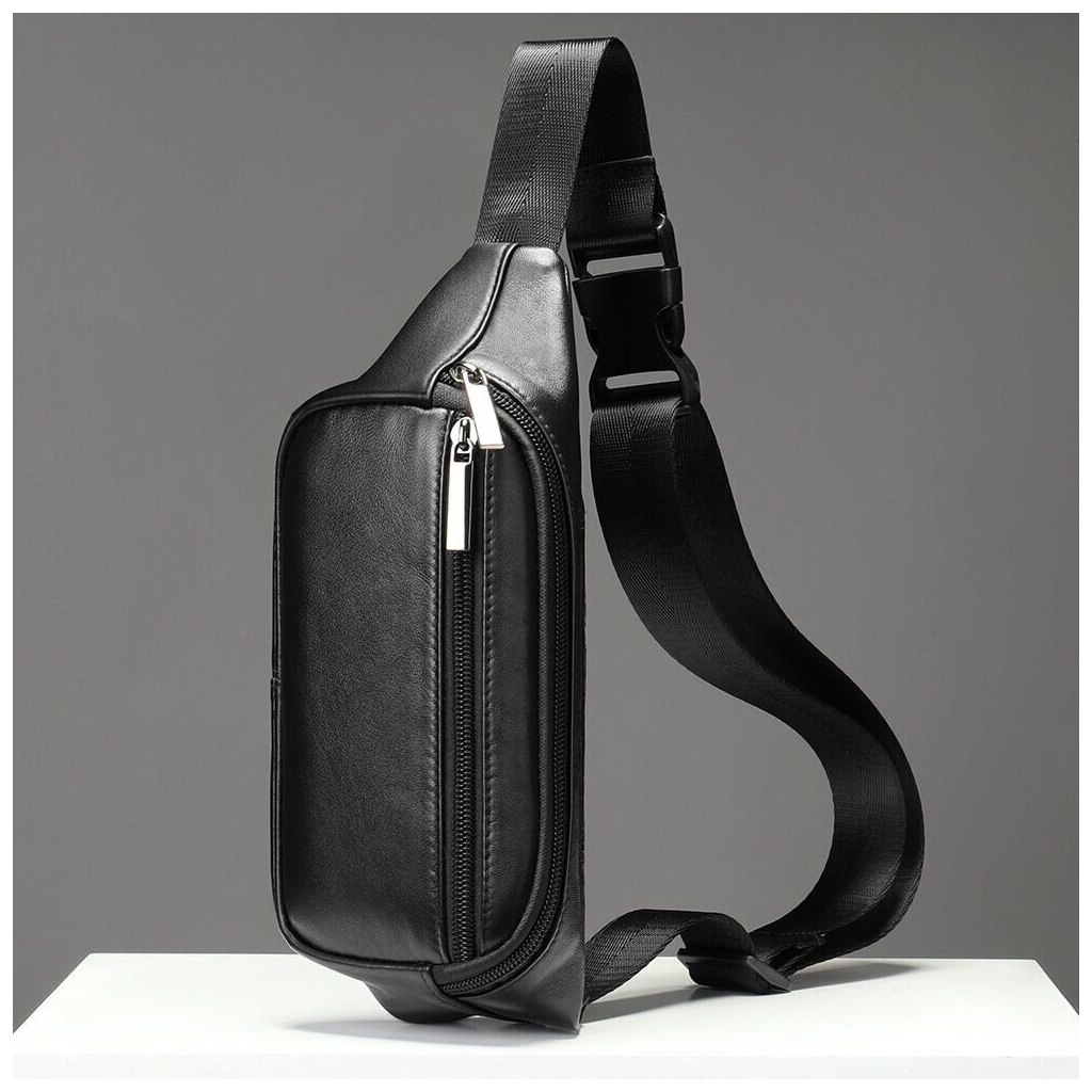 Сумка Vintage Бананка зі шкіри Чорна (14999) - зображення 7