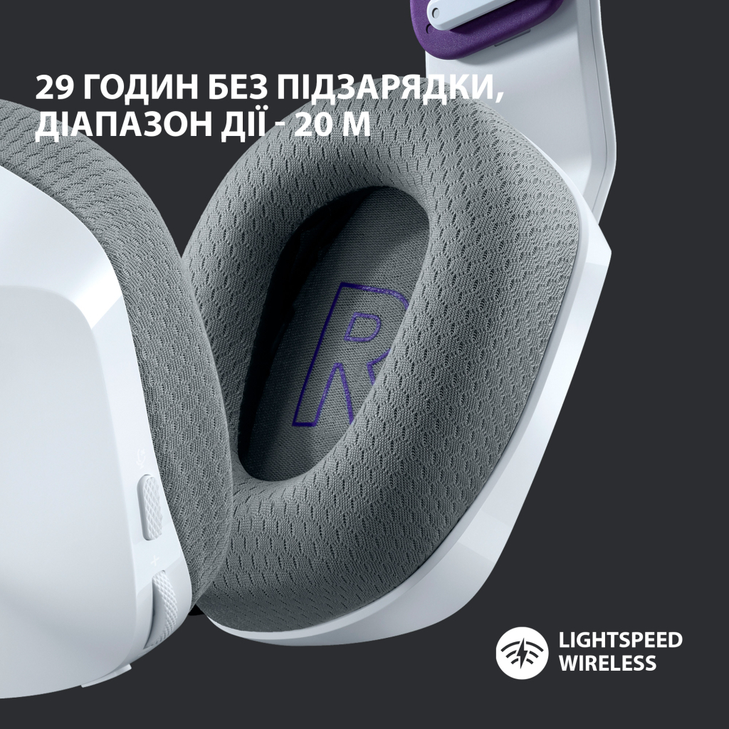 Навушники Logitech G733 Lightspeed Wireless RGB Gaming Headset White (981-000883) - зображення 3