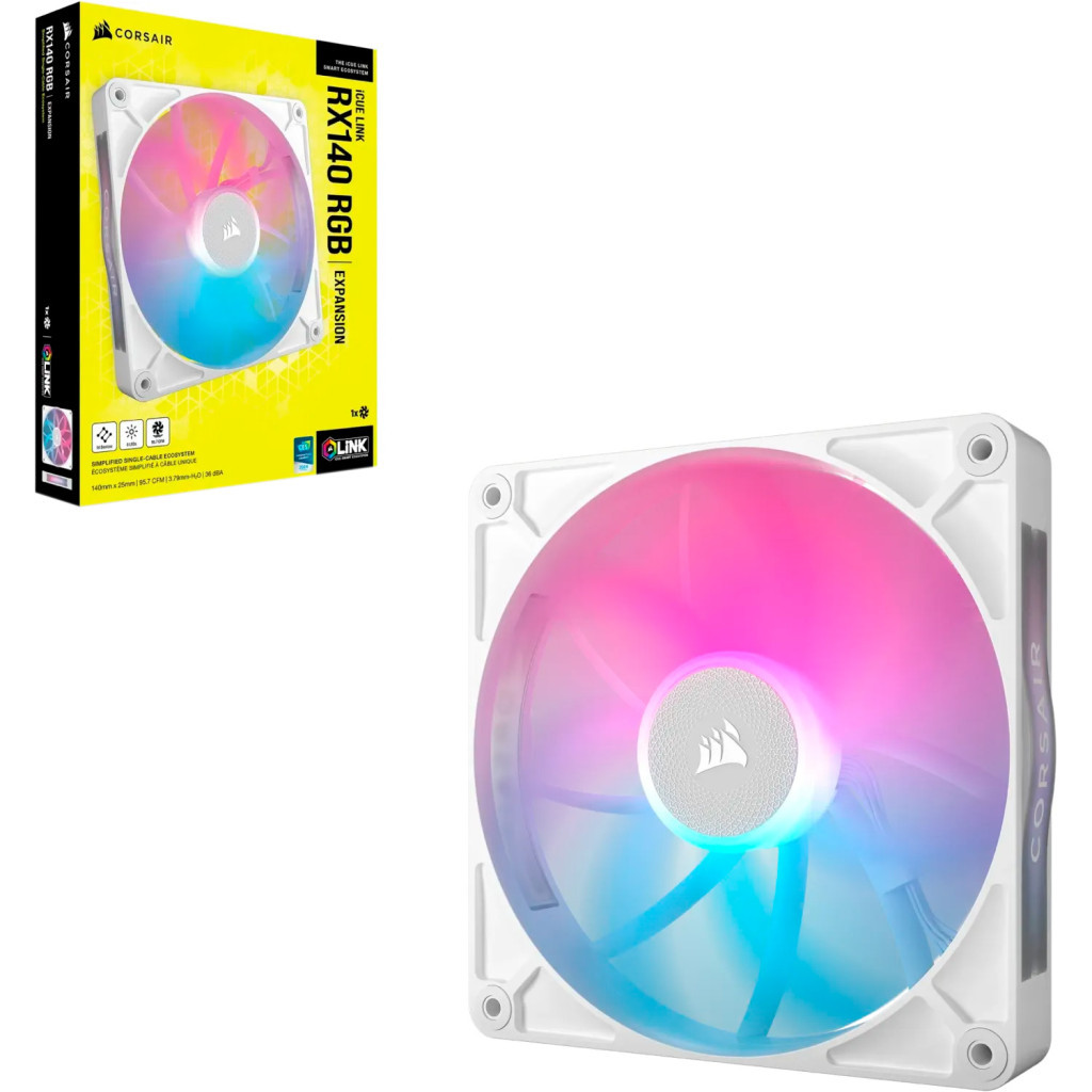 Кулер до корпусу Corsair iCUE Link RX140 RGB PWM White (CO-9051023-WW) - зображення 3