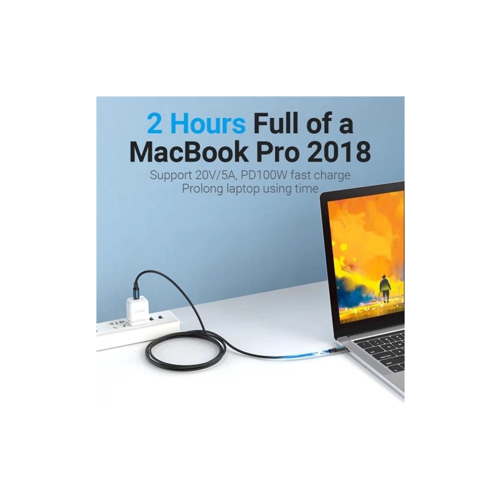 Дата кабель USB 2.0 C Male to C Male 5A Cable 1.5M Black PVC Type VENTION (COTBG) - зображення 5