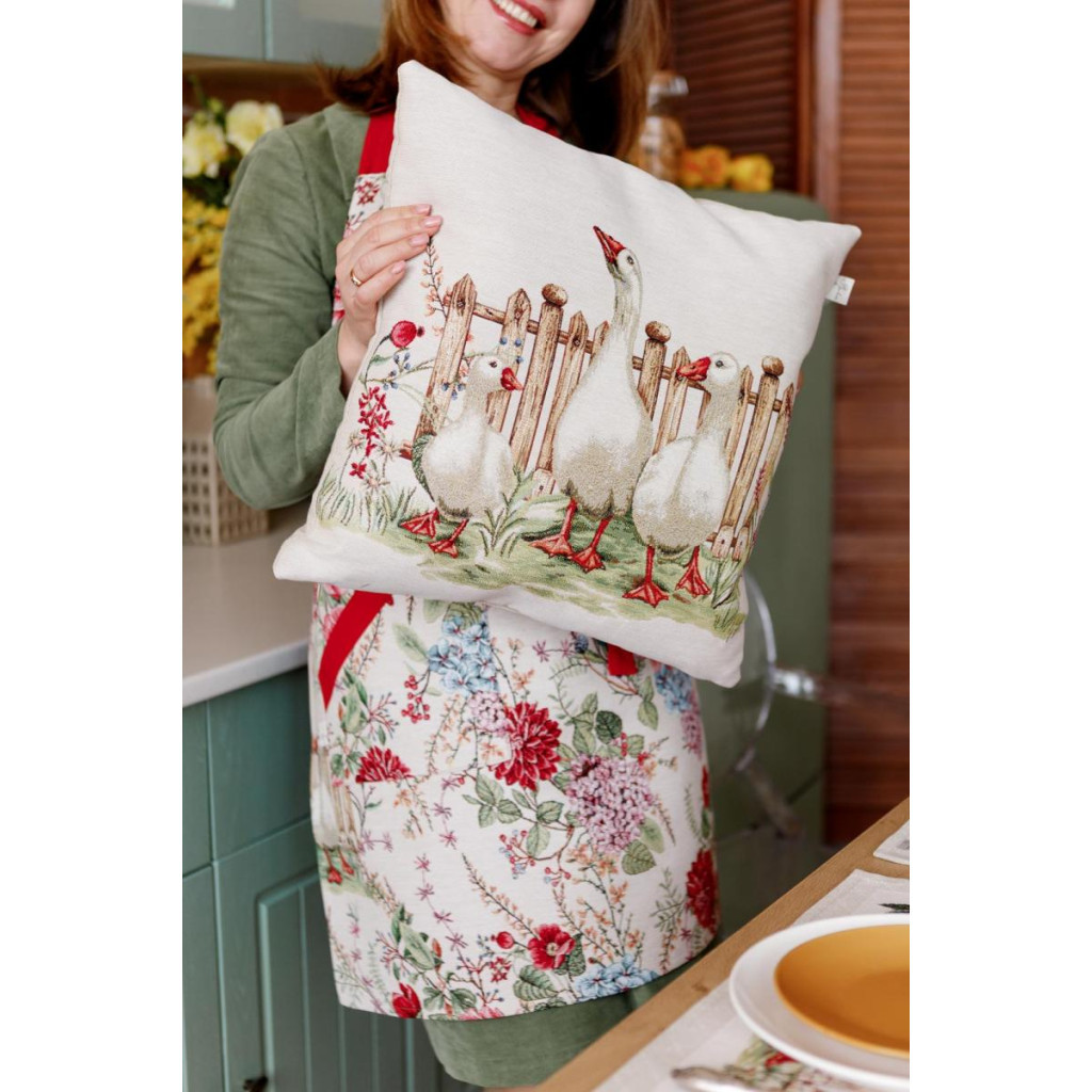 Наволочка Прованс гобеленова декоративна Троє гусей 45х45 см (034207) - изображение 2