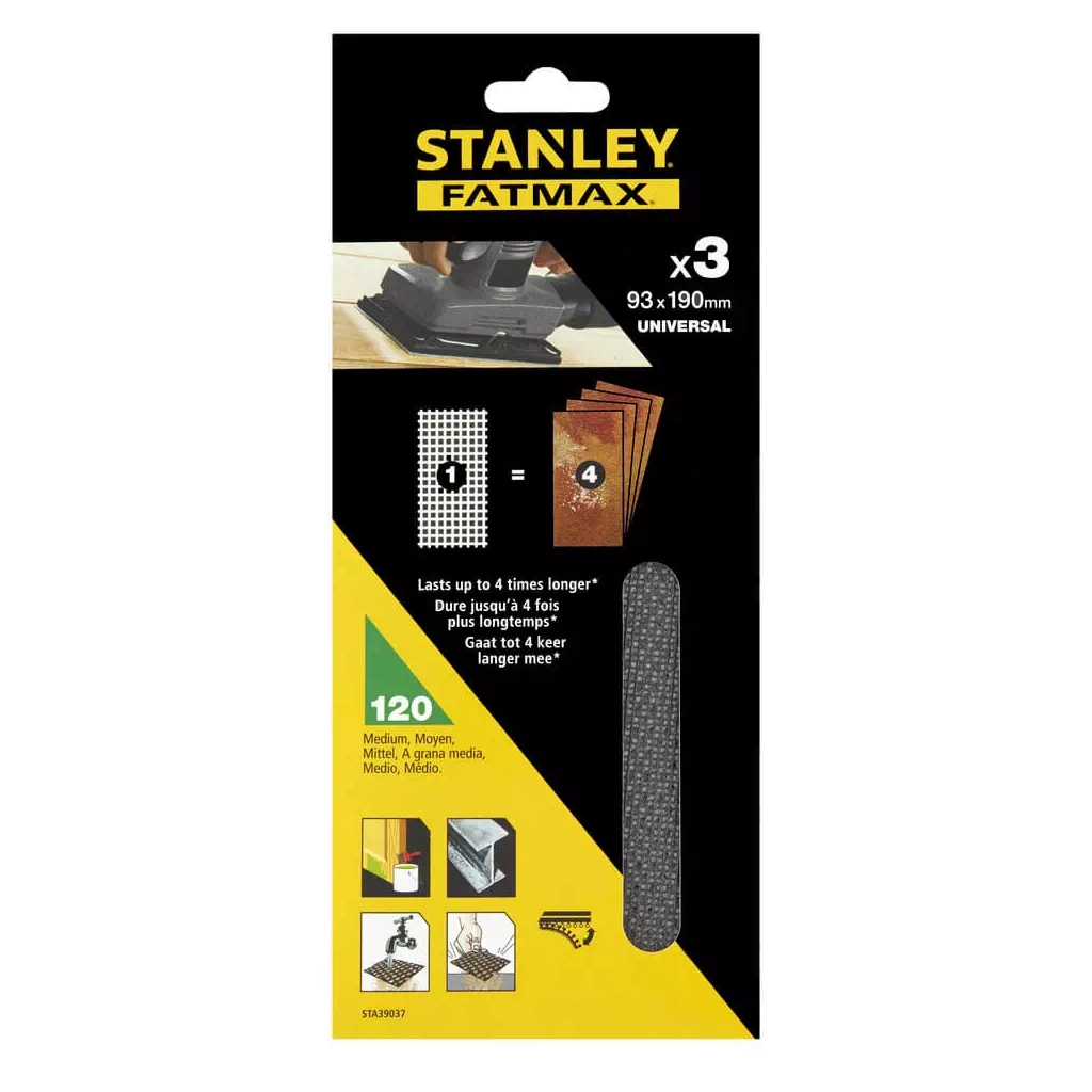 Сітка абразивна Stanley шліфувальна, 93х190 мм, 3 листи, 120 мкм для КА300/310/320 (STA39037) - зображення 2