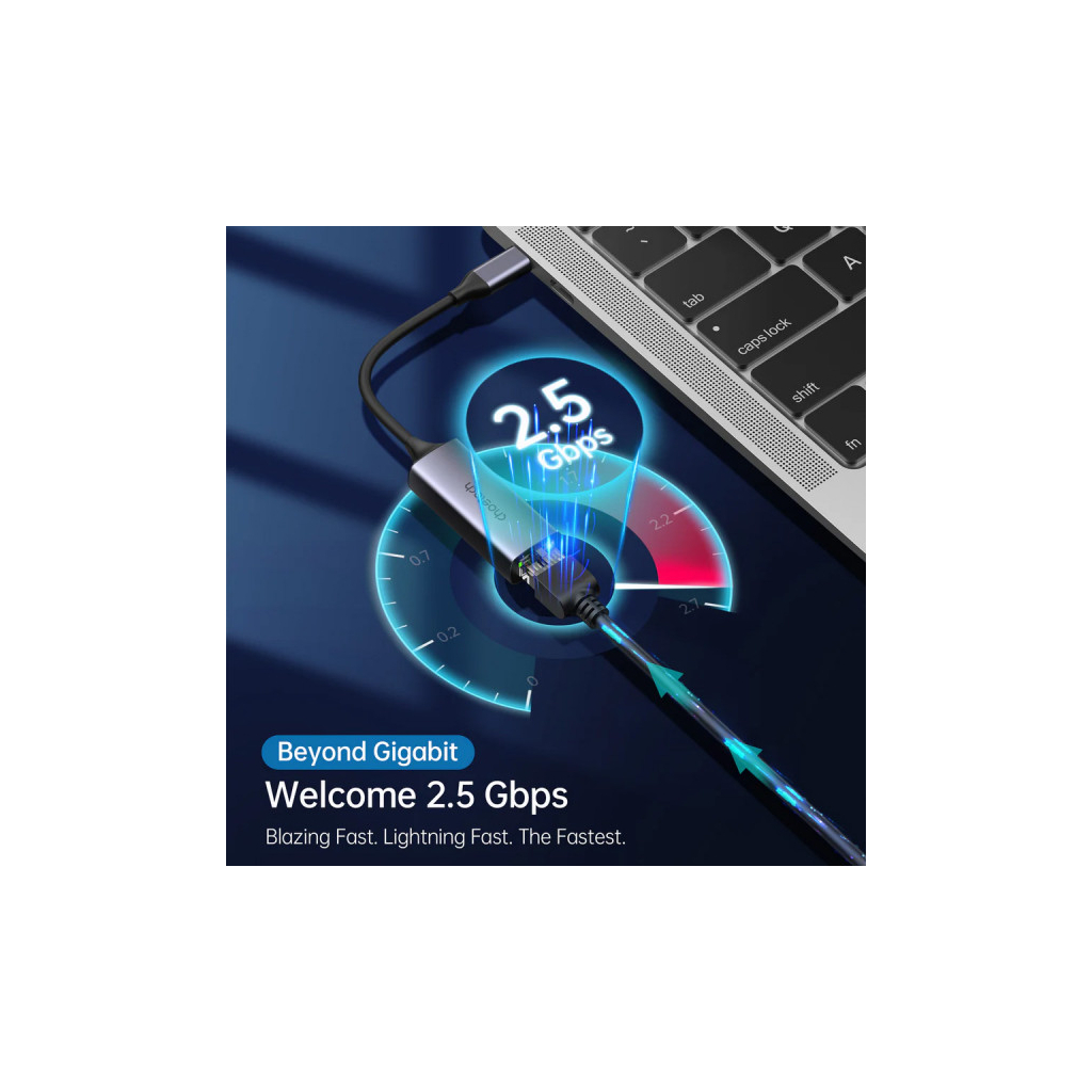 Адаптер USB-C to RJ45 Ethernet 2500Mbps Choetech (HUB-R02-GY-V1) - зображення 4