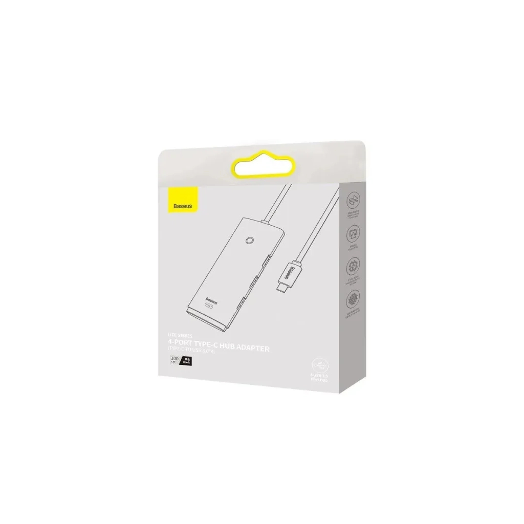Концентратор Baseus USB-C to 4xUSB 3.0 1.0m black (WKQX030401) - изображение 5