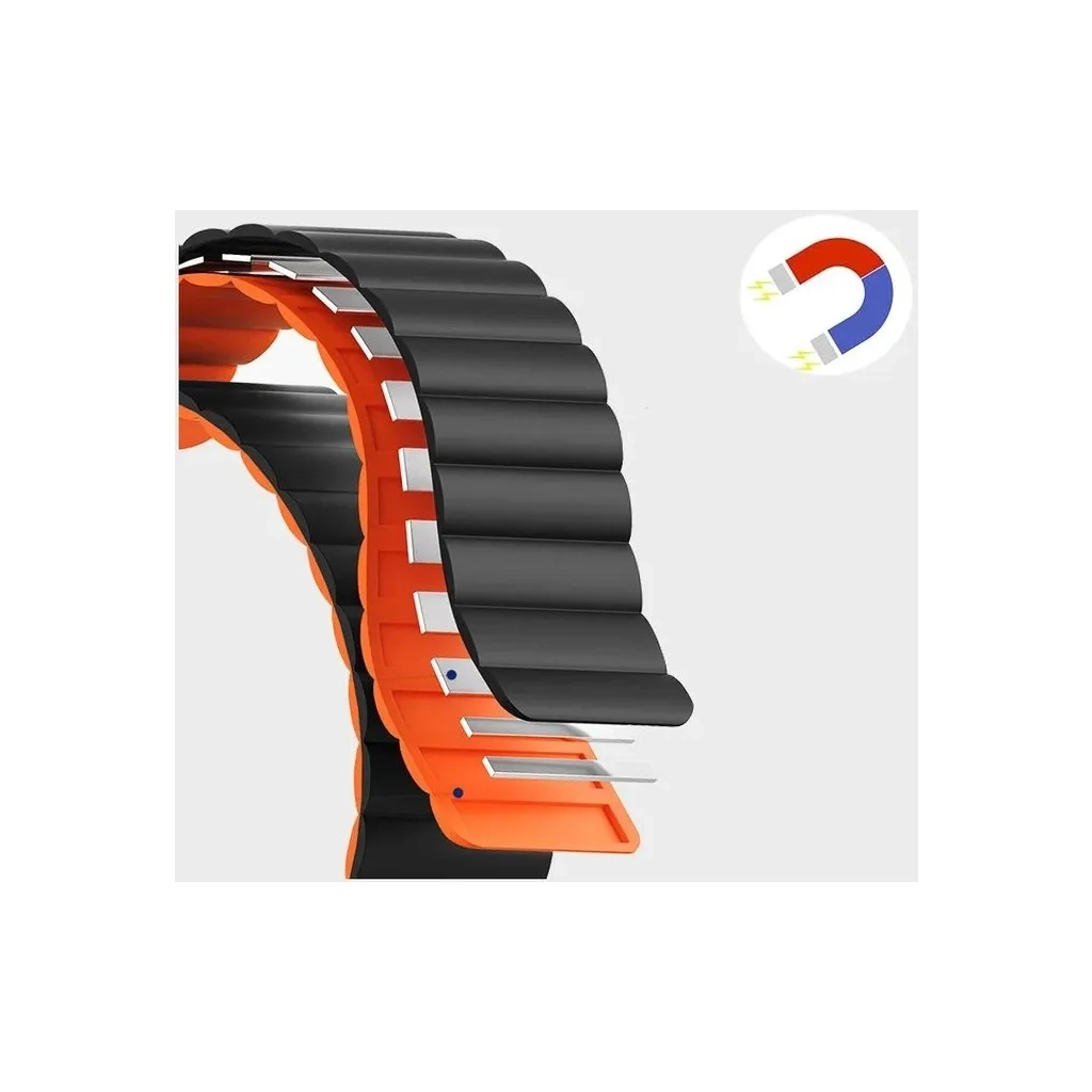Ремінець до смарт-годинника Drobak Silicone Magnetic Link для Apple Watch All Series Ultra 2 49/45/44/42mm Black Orange (898930) - зображення 2