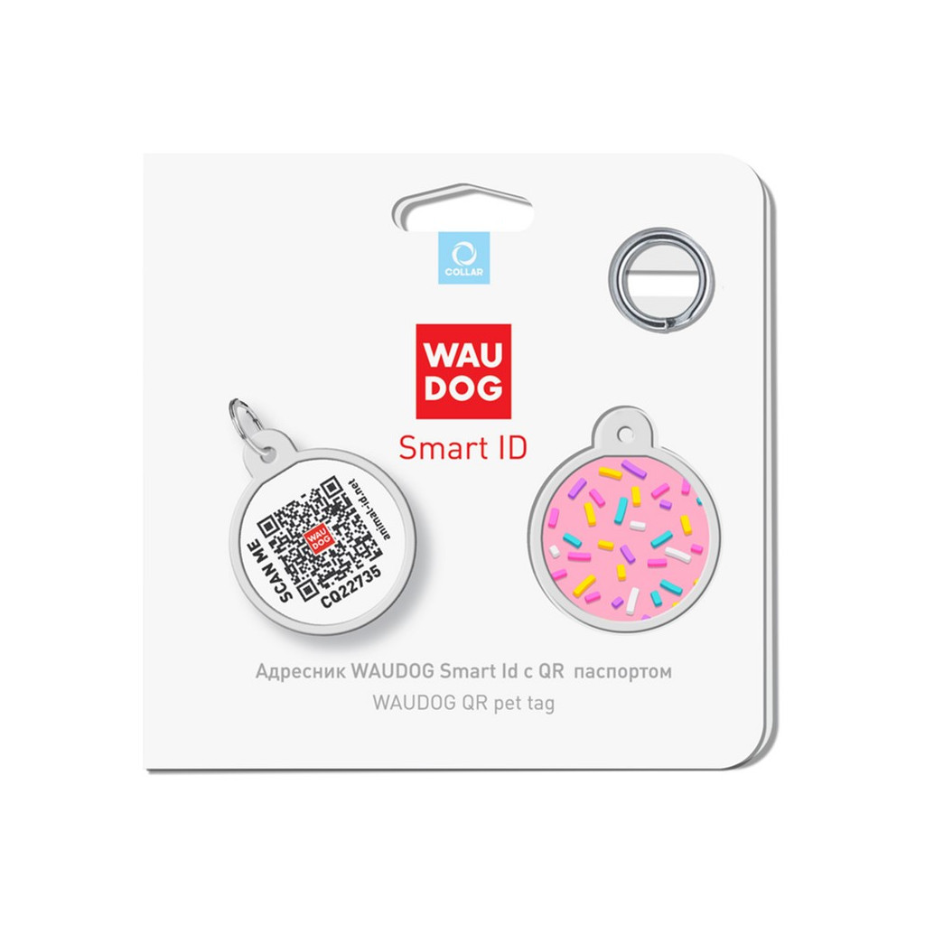 Адресник для тварин WAUDOG Smart ID з QR паспортом "Маршмеллоу", круг 25 мм (0625-0214) - зображення 4