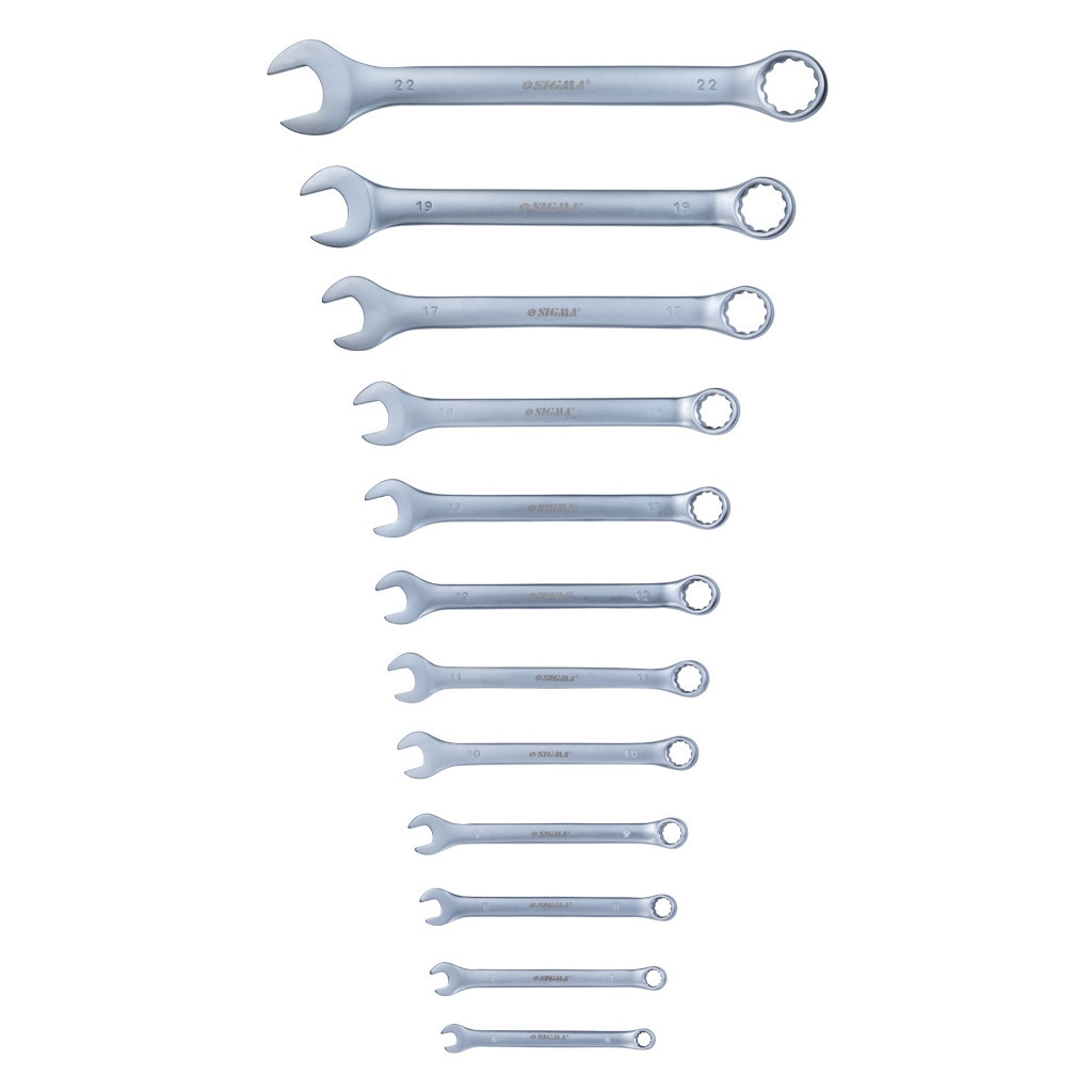 Ключ Sigma набір ріжково-накидних 12шт 6-22мм CrV (6010121) - зображення 2