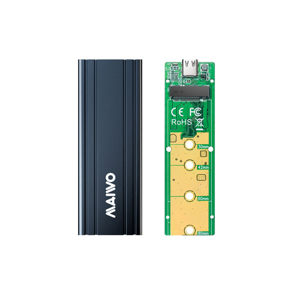 Кишеня зовнішня Maiwo M.2 SSD NVMe (PCIe) — USB 3.1 Type-C (K1686P space grey) - зображення 5