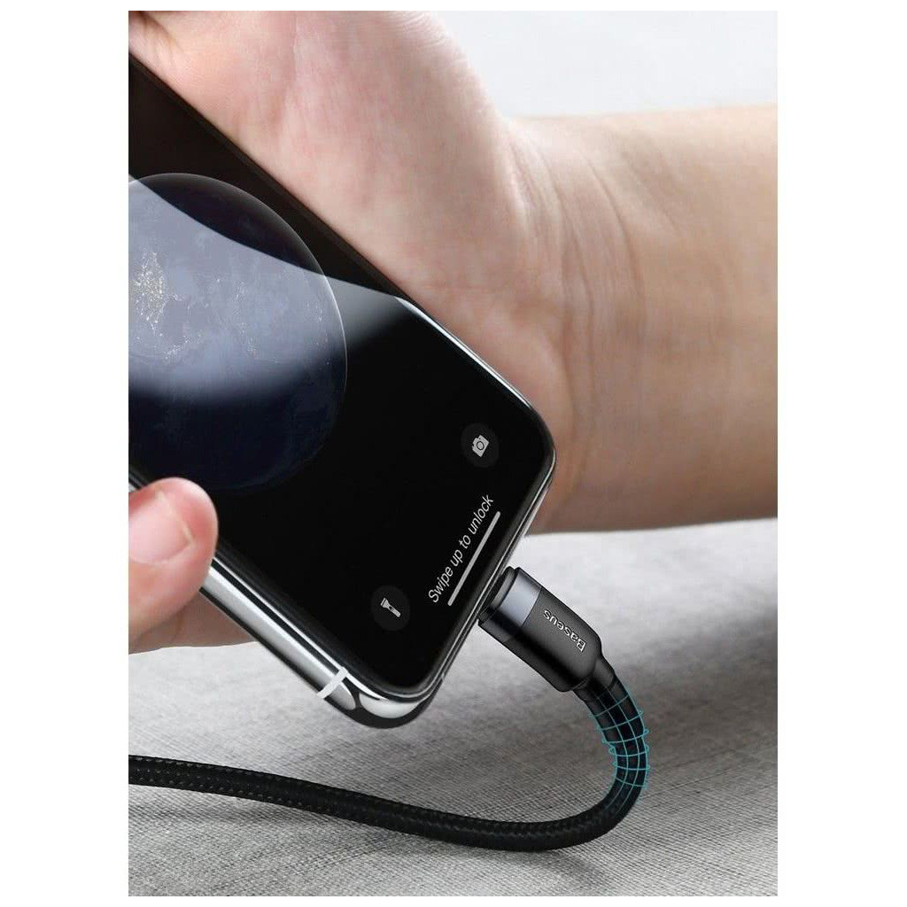 Дата кабель USB-C to Lightning 1.0m 18W 2.1A Cafule Black-Grey Baseus (CATLKLF-G1) - зображення 7