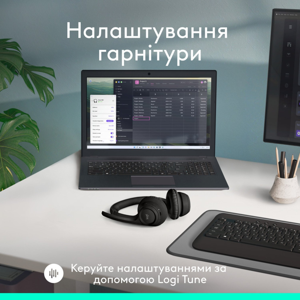 Навушники Logitech Zone 300 Bluetooth Graphite (981-001407) - зображення 9