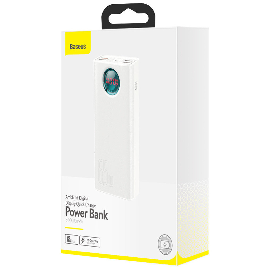 Батарея універсальна Baseus Amblight Digital Quick 30000mAh 65W, White (PPLG000102) - зображення 8