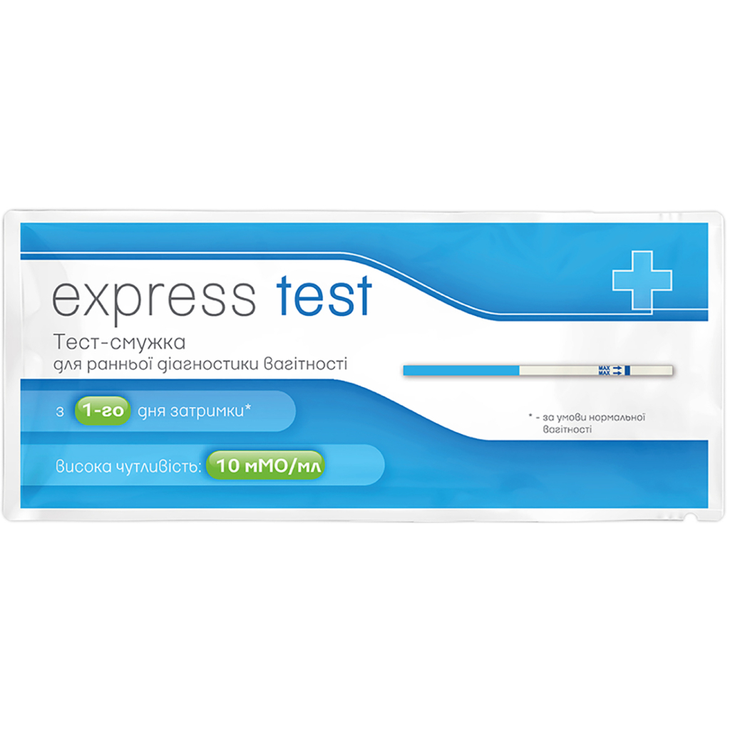 Тест на вагітність Express Test смужка для ранньої діагностики (без картонної коробки) 1 шт. (7640162329705) - изображение 1