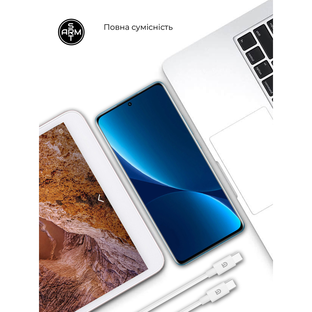 Зарядний пристрій Armorstandart AR-TA800W USB-C 25W White + cable USB-C to USB-C (ARM63804) - зображення 5