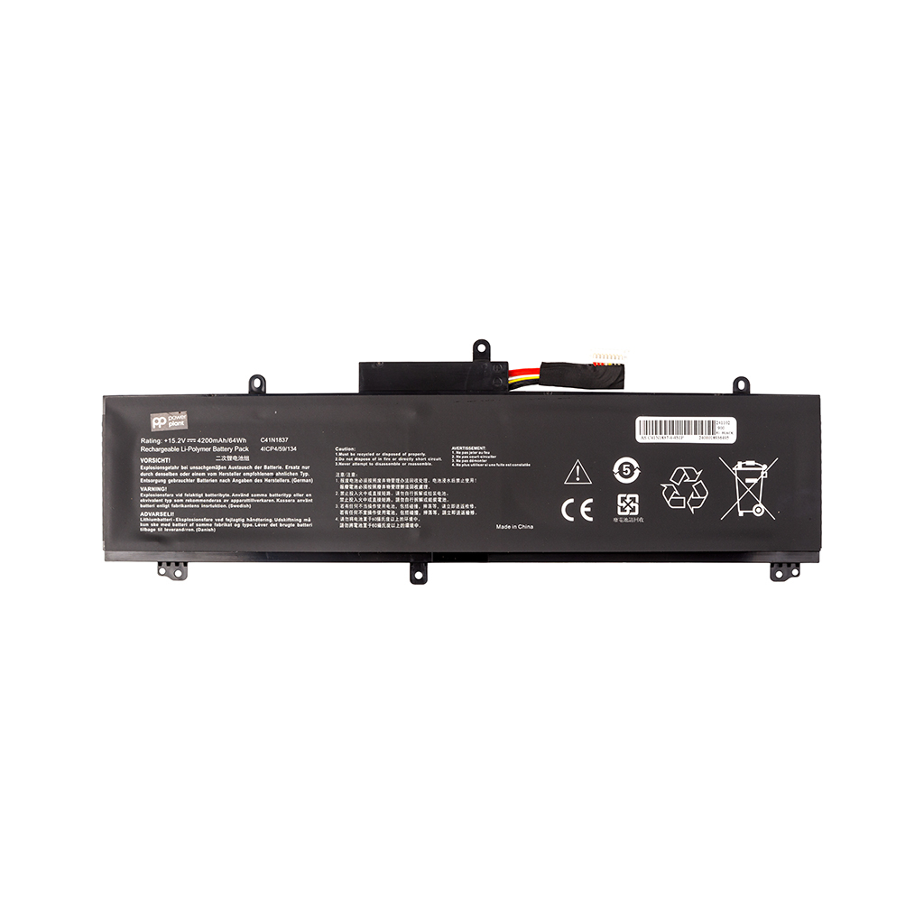 Акумулятор до ноутбука ASUS Rog Zephyrus GA502D (C41N1837) 15.2V 4200mAh PowerPlant (NB432073) - зображення 1
