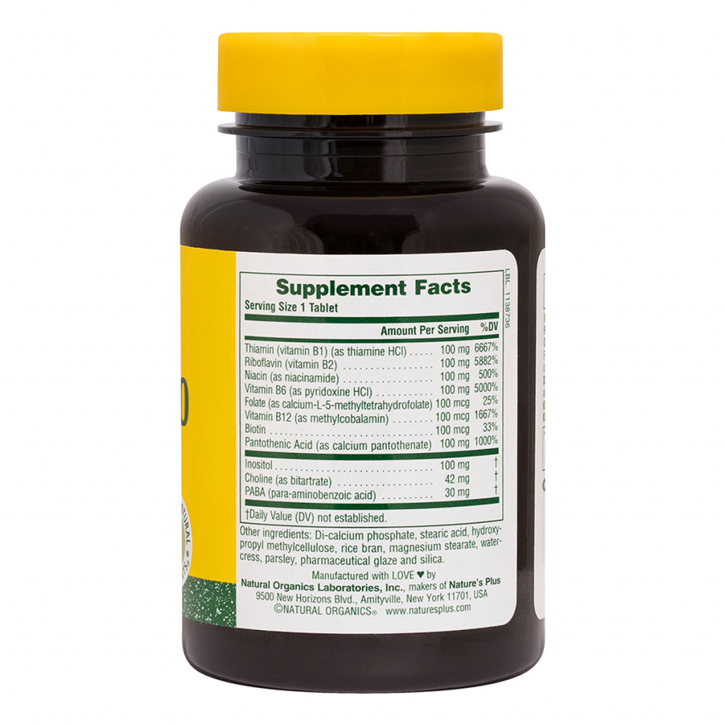 Вітамін Natures Plus B-комплекс повільного вивільнення, MEGA В-100, Nature's Plus (NTP1430) - зображення 2
