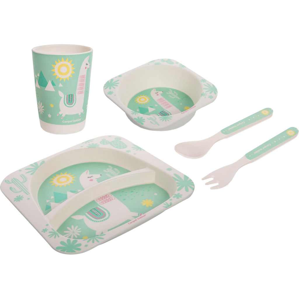 Набір дитячого посуду Canpol babies Lama бамбуковий 5 предмети (9/213) - зображення 1