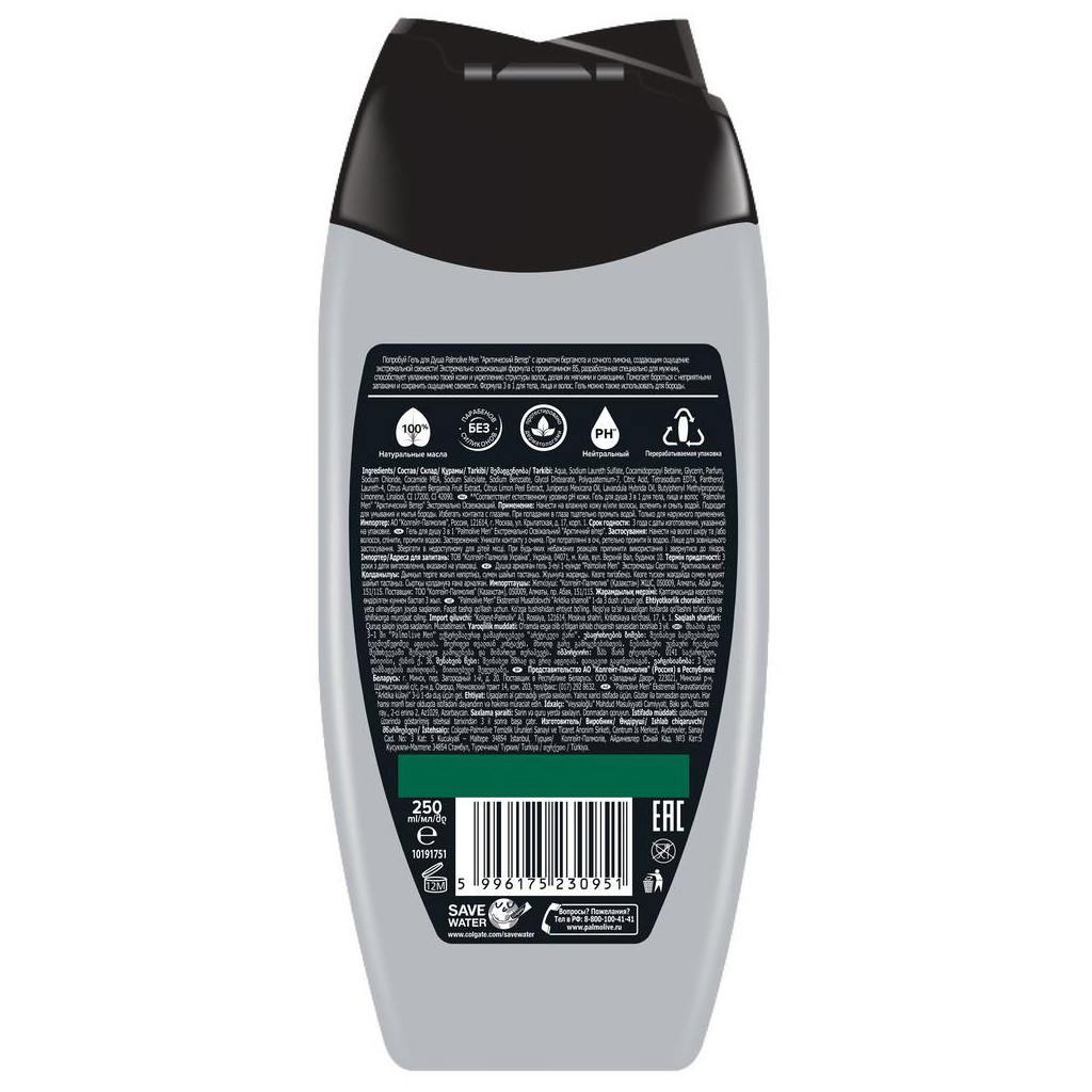 Гель для душу Palmolive Men Арктичний вітер 3 в 1 для тіла, обличчя та волосся 250 мл (5996175230951) - зображення 2