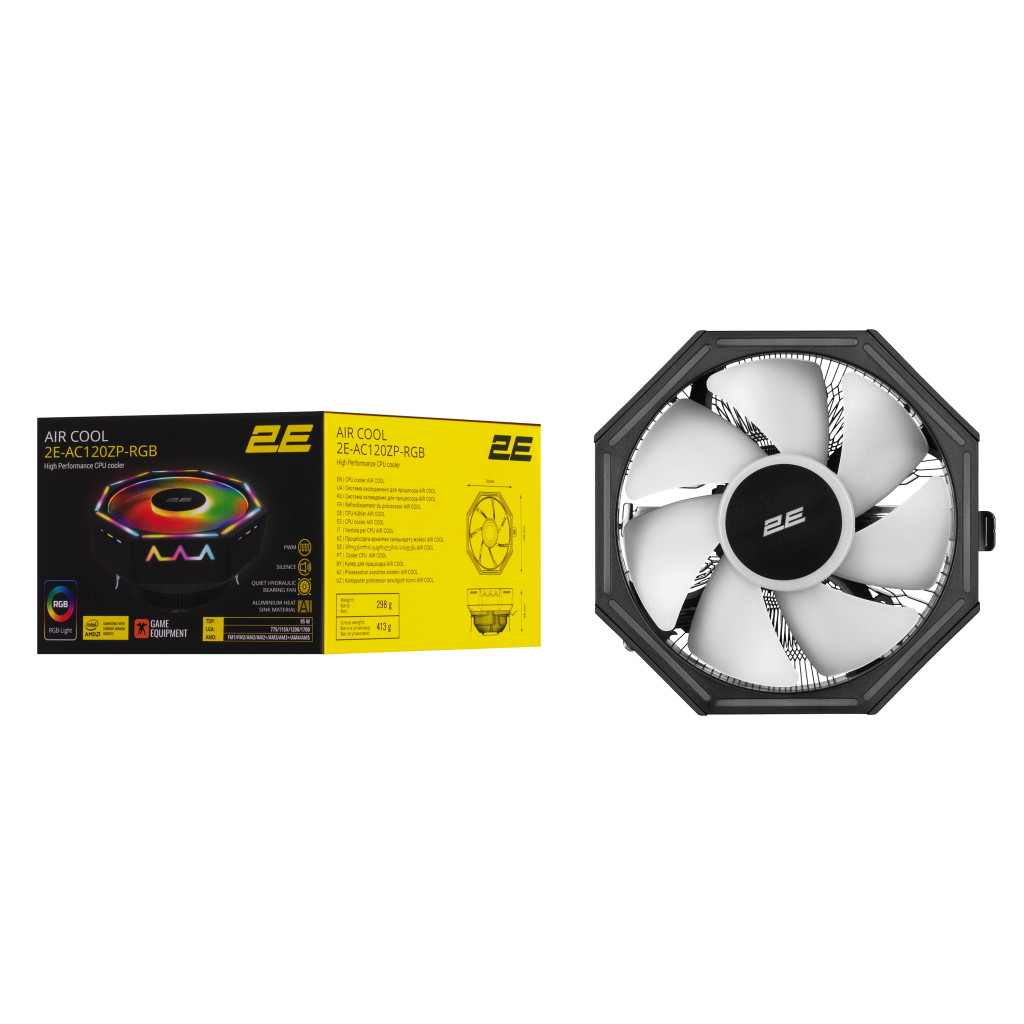 Кулер до процесора 2E Gaming Air Cool AC120ZP RGB, LGA1700, 1200, 115X, 775, AM5, AM4, AM3, AM3+, AM2, AM2+, FM2, FM1 (2E-AC120ZP-RGB) - зображення 7