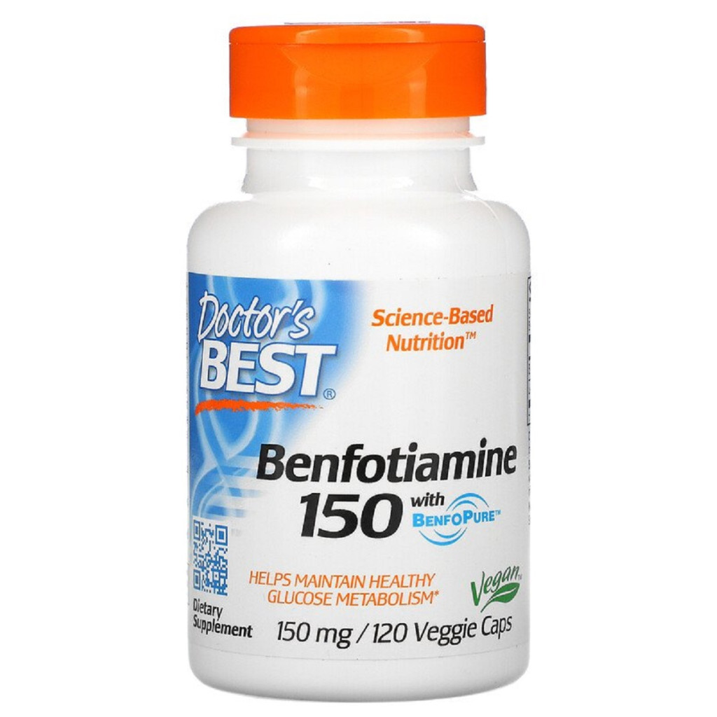 Вітамін Doctor's Best Бенфотіамін, Benfotiamine 150, 150 мг, 120 капсул (DRB-00129) - зображення 1