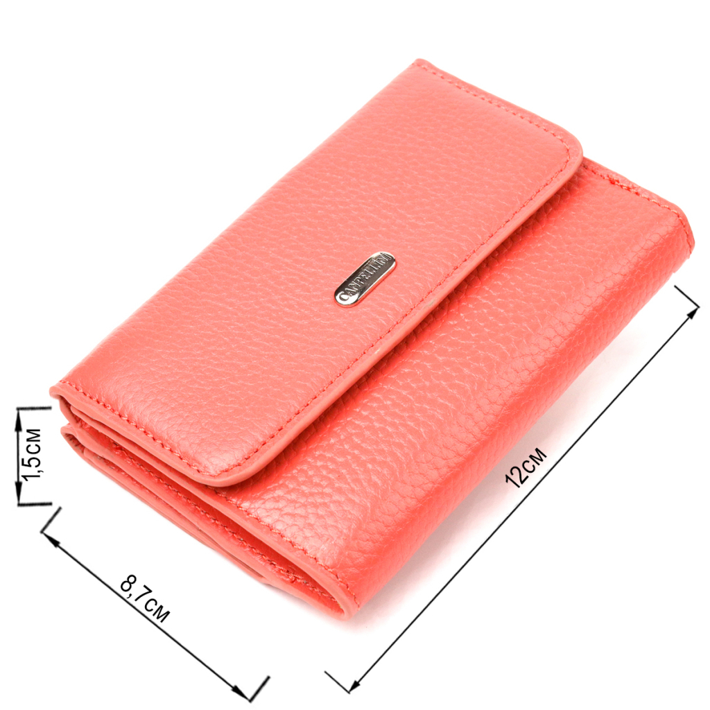 Гаманець Canpellini З натуральної шкіри флотар Кораловий (21595) - зображення 3