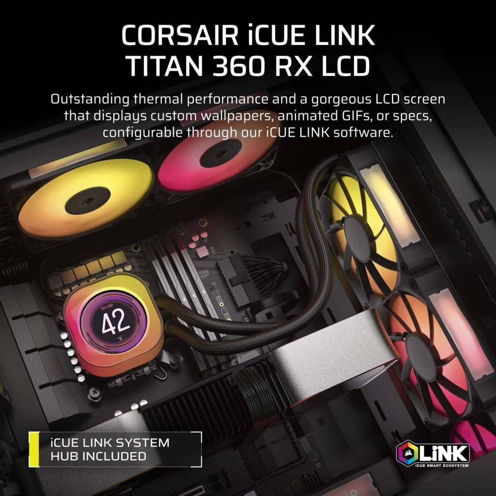 Система рідинного охолодження Corsair iCUE LINK TITAN 360 RX LCD (CW-9061023-WW) - зображення 7