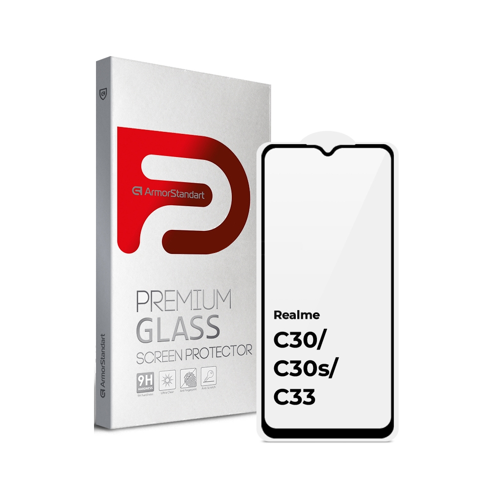 Скло захисне Armorstandart Full Glue Realme C30/C30s/C33 Black (ARM64727) - зображення 1
