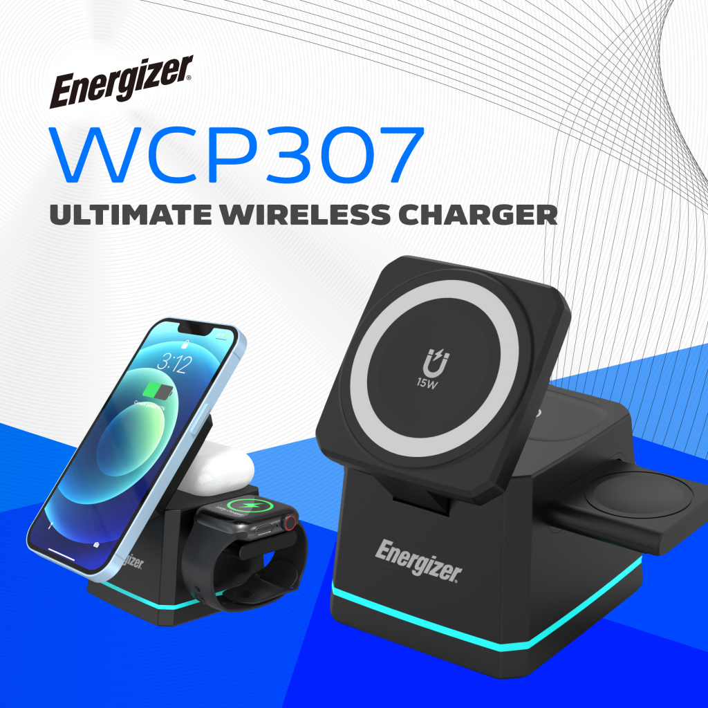 Зарядний пристрій Energizer 15W 3-in-1 magnetic wireless black (WCP307) - зображення 4