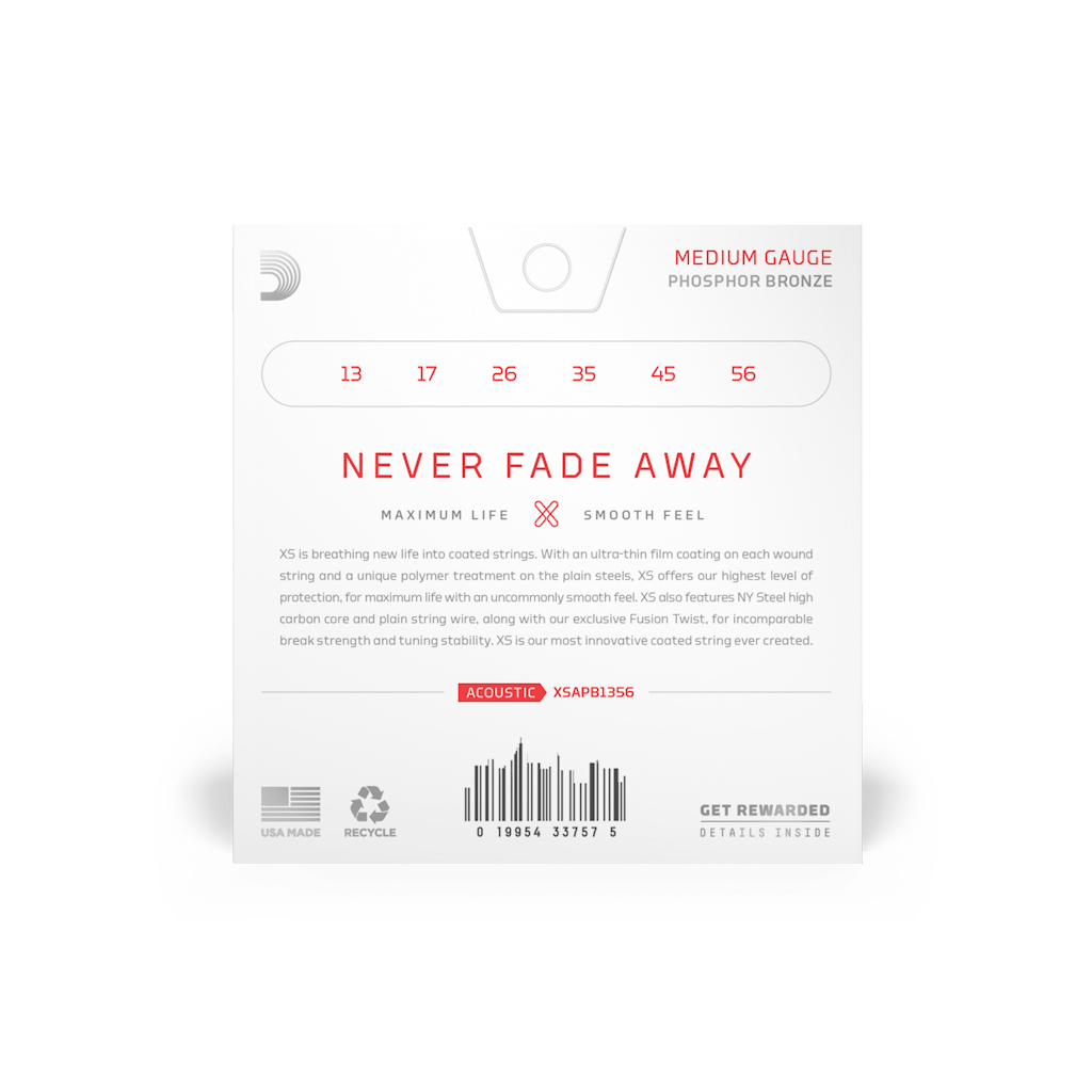 Струни для гітари D'Addario XS Phosphor Bronze Medium (13-56) (XSAPB1356) - зображення 3