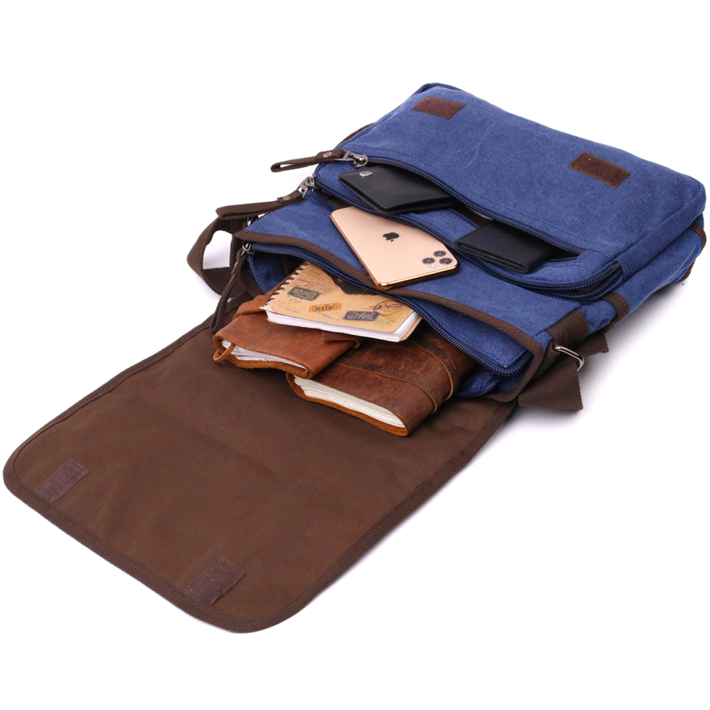 Сумка Vintage Через плече із текстилю Синя (22203) - зображення 8