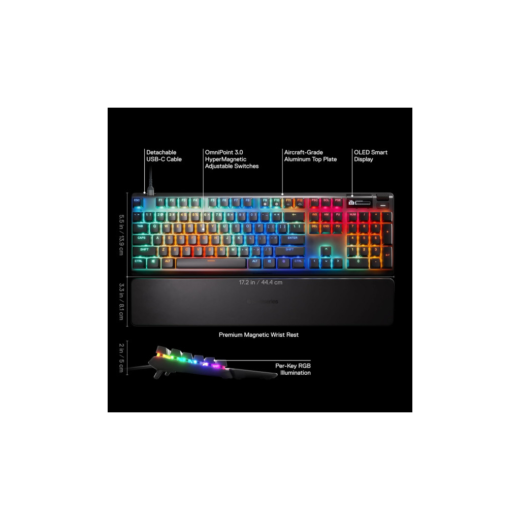 Клавіатура SteelSeries Apex Pro Gen 3 USB UA Black (64660) - зображення 4