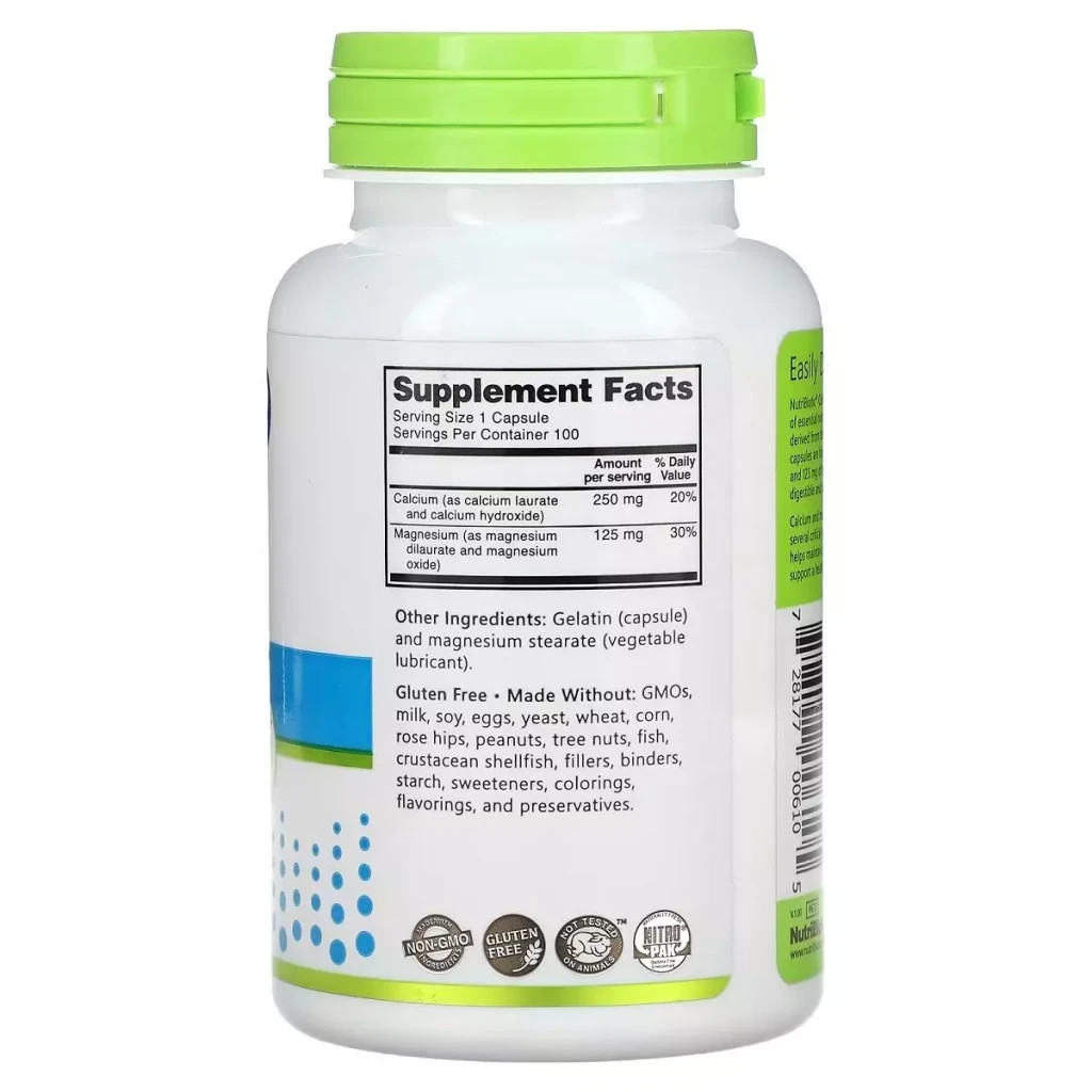 Мінерали NutriBiotic Кальцій та Магній, Calcium Magnesium, 100 капсул (NBC-00610) - зображення 2