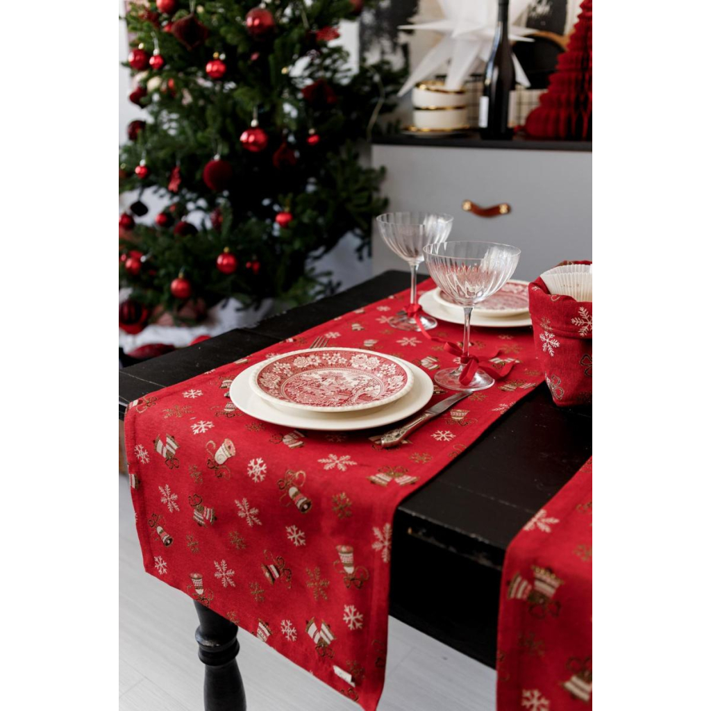 Доріжка на стіл Прованс Дзвіночки на червоному 40х180 см (036828) - зображення 6