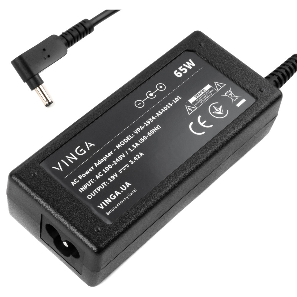 Блок живлення до ноутбуку Vinga ASUS 65W 19V 3,42A 4.0 *1.35 (VPA-1934-AS4013-101) - зображення 3