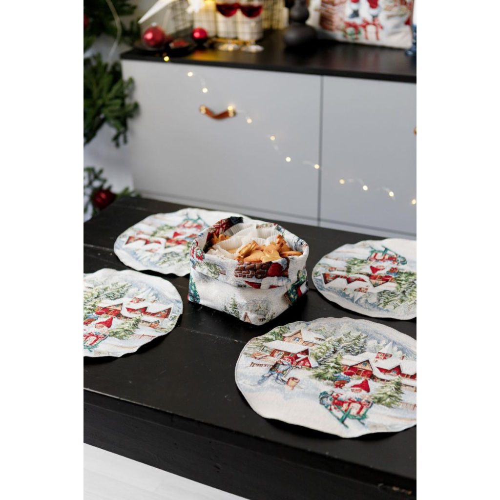 Серветка на стіл Прованс гобеленова з велюром Снігова зима D 35см (036442) - зображення 4