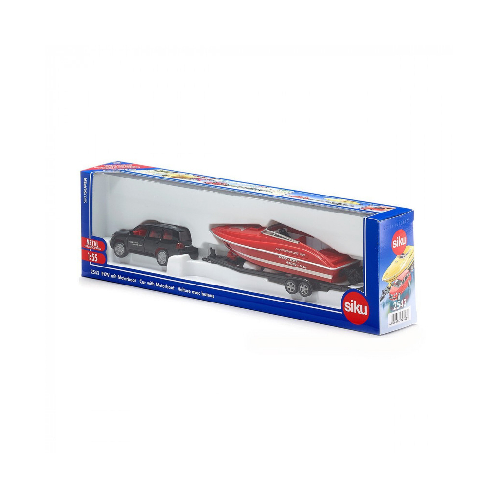 Спецтехніка Siku Автомобіль на причепі з моторним човном (6460632) - зображення 1