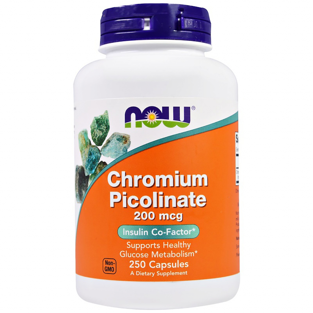 Мінерали Now Foods Хром Пиколинат, Chromium Picolinate, 200 мкг, 250 капсул (NOW-01422) - зображення 1